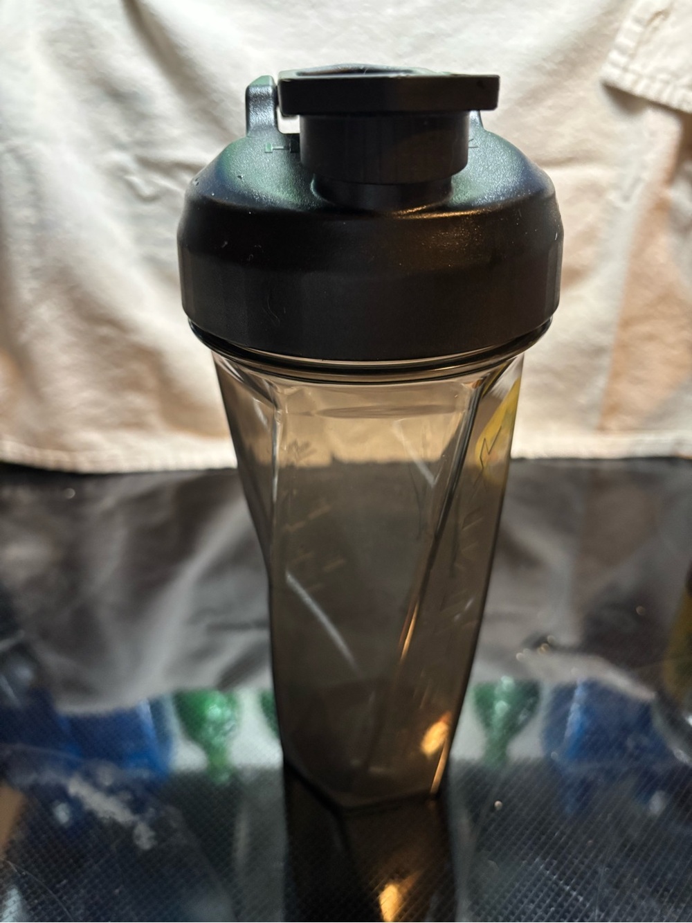 Helimix Smoky Gray Protein Drink Shaker Bottle with Black Flip Lid